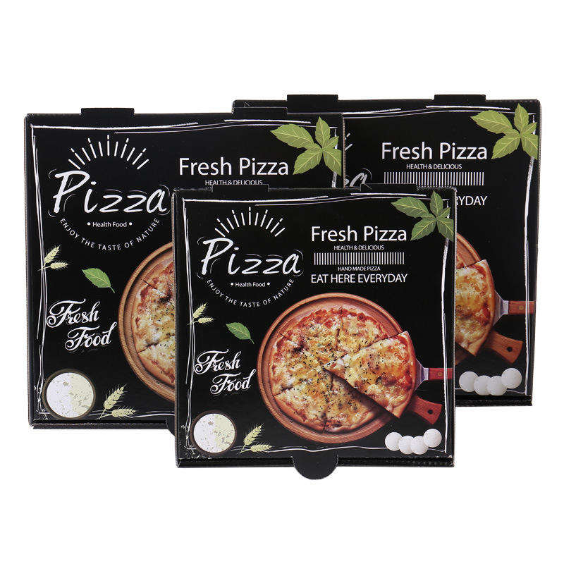 Oziq-ovqat darajasidagi logotip gofrirovka qilingan hashamatli pizza qutisi