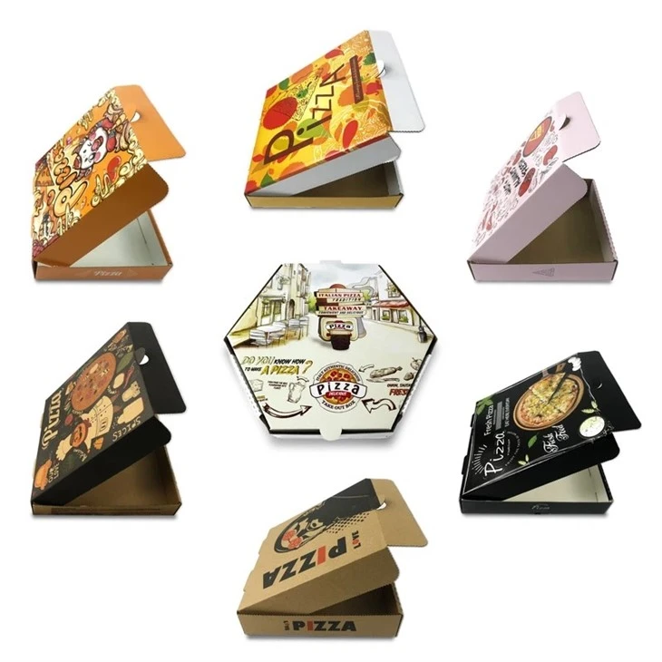 Qayta ishlanadigan karton rangli pizza qutisi