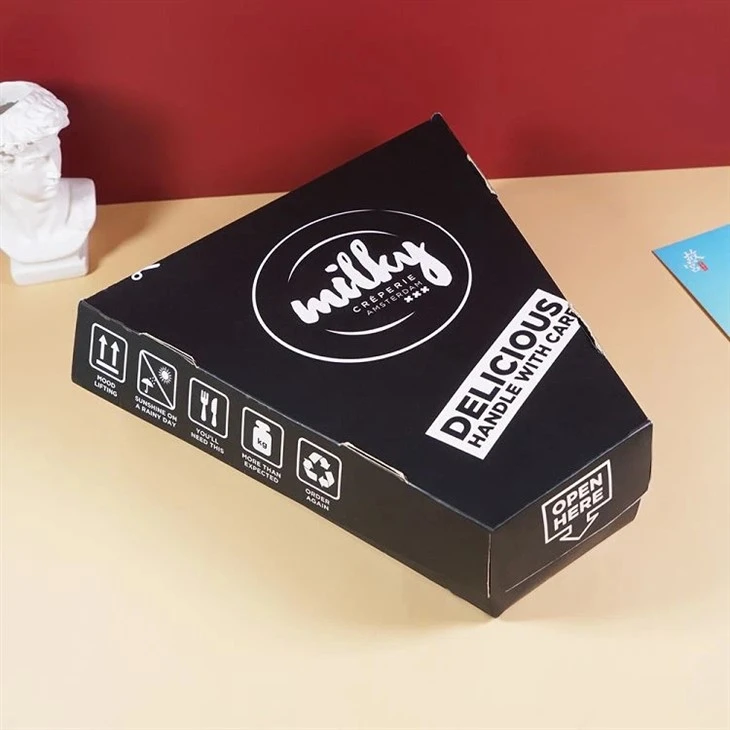 Bosilgan logotipli bo'lakli pizza qutisi