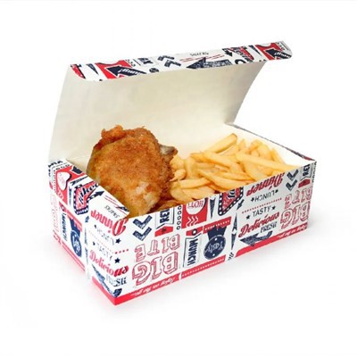 Bir martali ishlatiladigan qog'oz baliq va chiplar qutisi