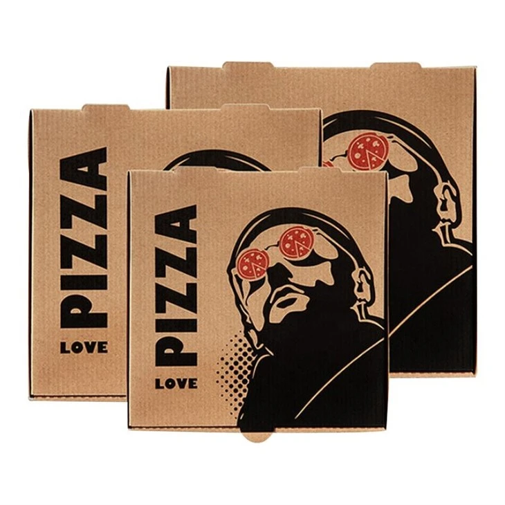 Gofrirovka qilingan oziq-ovqat darajasidagi pizza qadoqlash qutisi Maxsus logotip